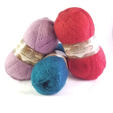Alize Angora Gold Simli Yarn 100gr-500mt %5 Metalic Poly Lurex - %20 Wool - %75 Acrylic DIY Knitting Crochet Wrap-Beanie-Sweater ► Photo 1/6