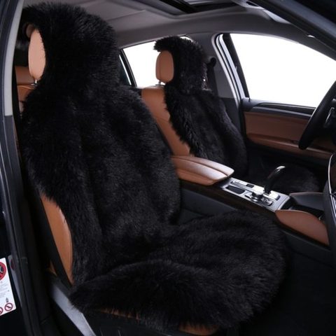 1 pc fur cape in car faux fur black white light gray Universal size on all auto ► Photo 1/4