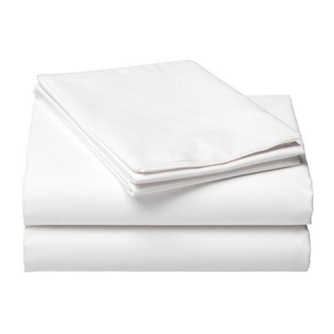 Cotton white sheet for a bed in the bedroom 