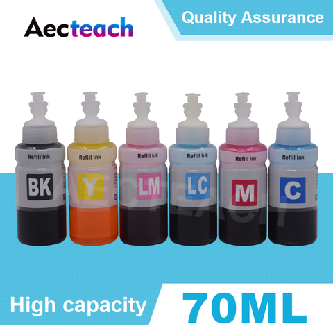 Aecteach 6 Color T6731 T6732 T6733 T6734 T6735 T6736 Printer Ink 70ml Bottle For Epson L800 L805 L810 L850 L1800 Cartridges ► Photo 1/6