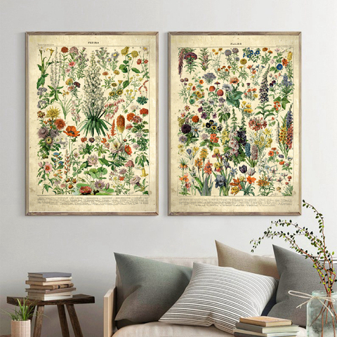 French Flowers Fleurs Vintage Posters and Prints Botanical Retro Wall Art Canvas Painting Pictures for Living Room Home Decor ► Photo 1/6