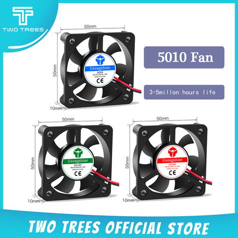 5010 DC5V/12V/24V 3D printer turbine Fan 5010 3d printer part fan 50mm (50*50*10mm) 2Pin Brushless Cooling Fan 5/12/24v Fan duct ► Photo 1/6
