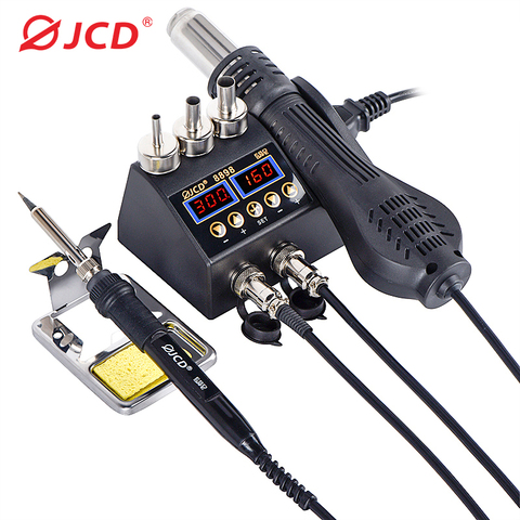 JCD 2 in 1 Hot Air Gun 800W LCD Digital Rework Soldering Station Electric Soldering Iron for Phone PCB IC SMD 8898 Welding Set ► Photo 1/6