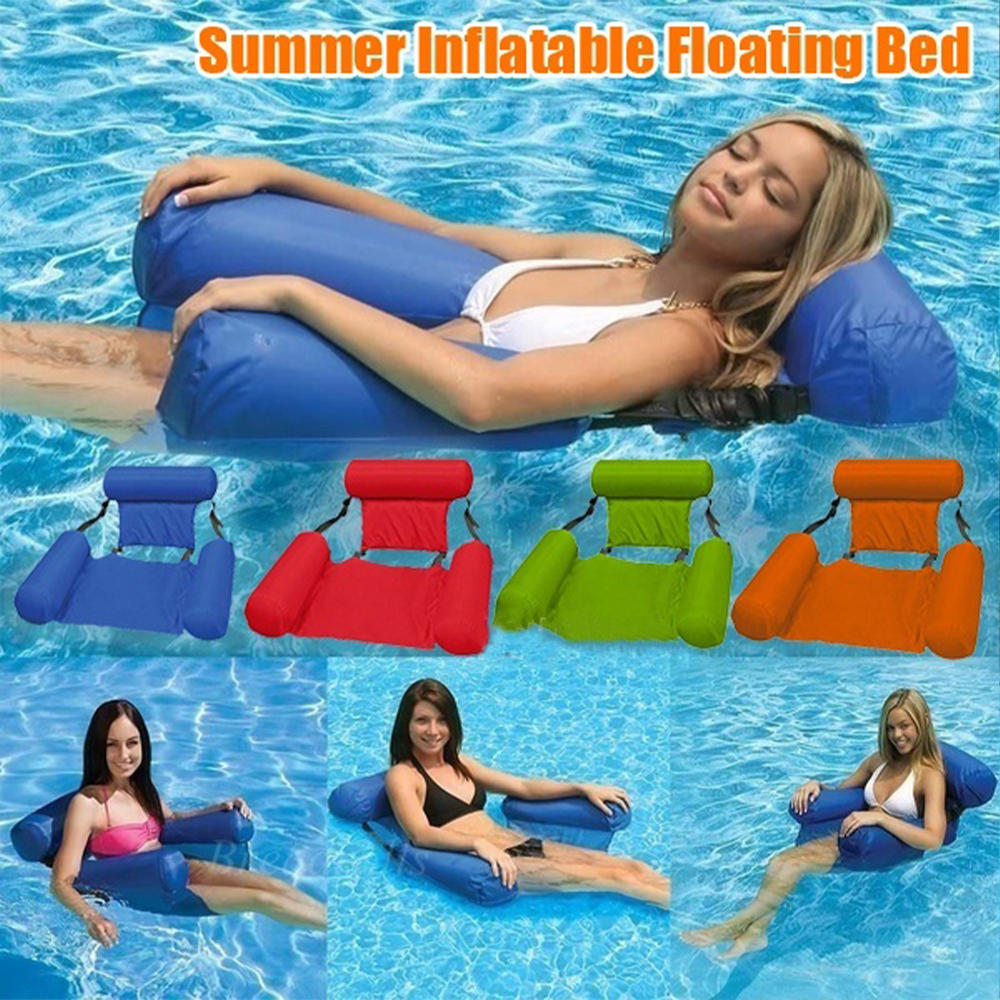 Summer Water Hammock Inflatable Floating Mattress Swimming Pool Lounge Bed Chair 