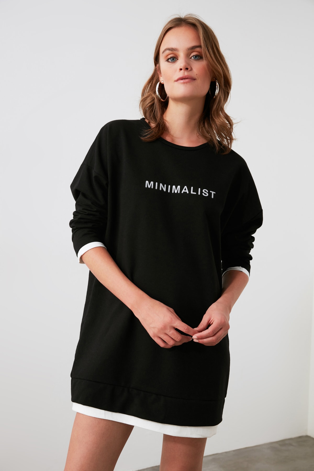 Trendyol Printed Long Oversize Knitted Sweatshirt TWOAW21SW1462 ► Photo 1/4