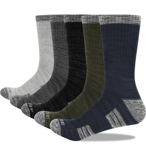 YUEDGE Men's 5 Pairs Terry Cushion Cotton Crew Socks Outdoor Hiking Walking Backpacking Trekking Athletic Sports Socks 38-45 EU ► Photo 1/6