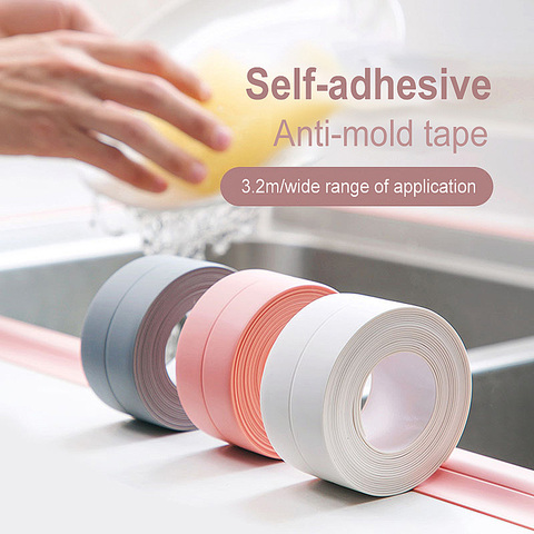 Kitchen Sink Waterproof Sticker Self-Adhesive Tape Anti-mold Bathroom Countertop Toilet Gap Decorative Tape Sealing Strip ► Photo 1/6