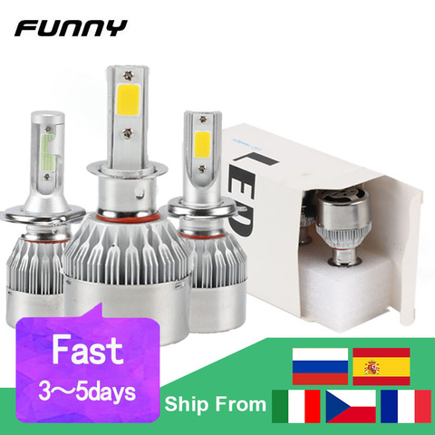 2pcs Car Headlight Bulbs LED H1 H3 H4 H7 H8 H11 HB3 HB4 Auto C6 Bulb 8000LM 3000/4500/6500/8000K 36W 9~36V Car Lights Universal ► Photo 1/6