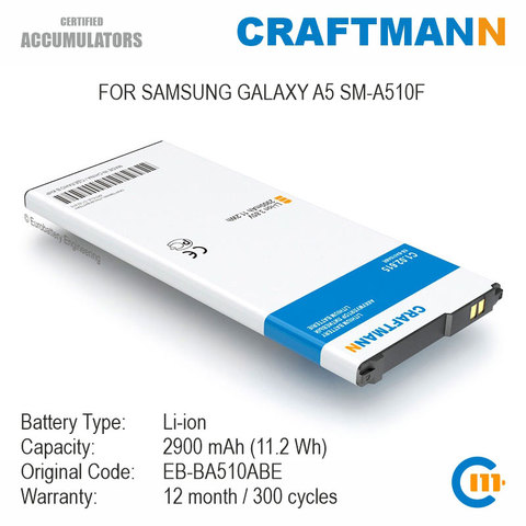 Battery 2900mAh for Samsung GALAXY A5 SM-A510F (EB-BA510ABE) ► Photo 1/5