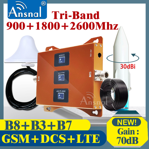 Big Sale!! Tri-Band 900 1800 2600Mhz GSM WCDMA LTE 4G Cellular Signal Booster CellphoneGSM Repeater 2g 3g 4g Cellular amplifier ► Photo 1/6