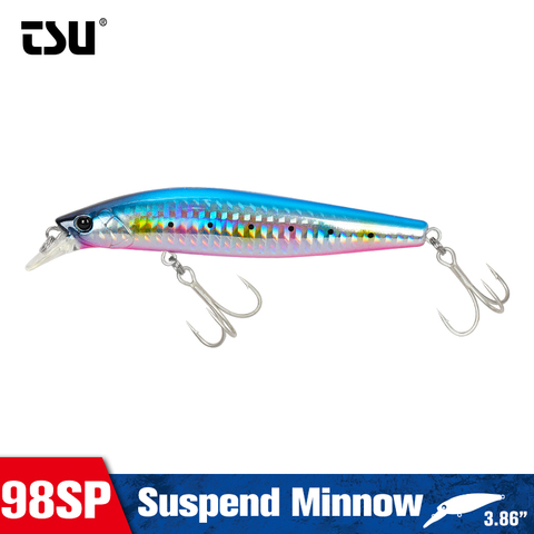 TSURINOYA 98SP 98mm 14.5g Suspend Minnow Fishing Lure STINGER DW86 Tungsten Weight Saltwater Bass Long Casting Hard Bait ► Photo 1/6