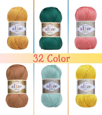 Quality Hand Knitted Yarn 34 Color Options 350 Meters(100gr) acrylic Hand Knitting Yarn Ball + Scarf Alize Diva + Knitting Needles ► Photo 1/6