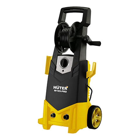 High pressure washing Huter w195-pro (2500 W; hose 6 m; 420 L/H; fence of water from containers; wheels; telescopic arms ► Photo 1/1