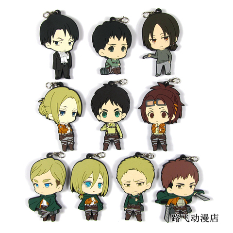 Attack on Titan Anime keychain Krista Lenz Rivaille Eren Armin Sasha Mantra Rubber strap/phone charms ► Photo 1/6