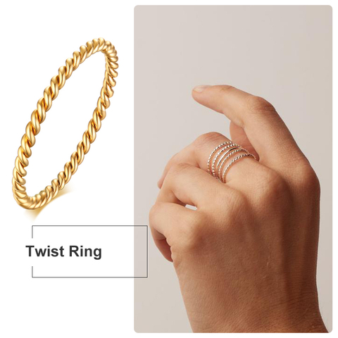 1.5MM 2MM Knuckle Rope Twist Ring Stainless Steel Wedding Band for Women Girls Stacking Jewelry ► Photo 1/6