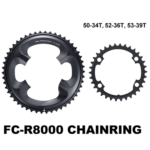 ULTEGRA FC-R8000 11-SPEED CHAINRING 110BCD 4-BOLT ROAD BIKE CHAIN RING 50T-34T 52T-36T 53T-39T DOUBLE BICYCLE CRANKSET PARTS ► Photo 1/6