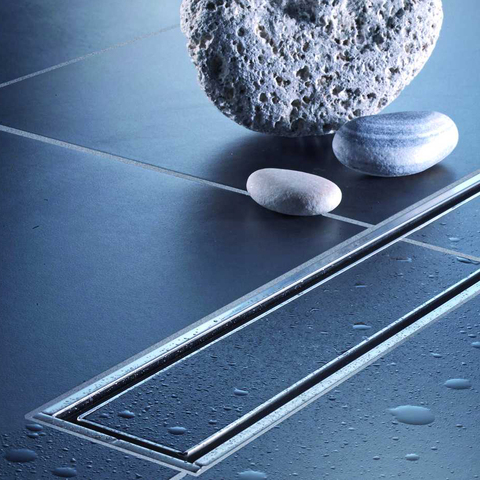 Shower drain under stainless steel tile, bathroom floor drain, long drainage water drain with odor protection, shower ladder,  bathroom plumbing, shower accessories, floor drain, shower drain, sink drain ► Photo 1/5