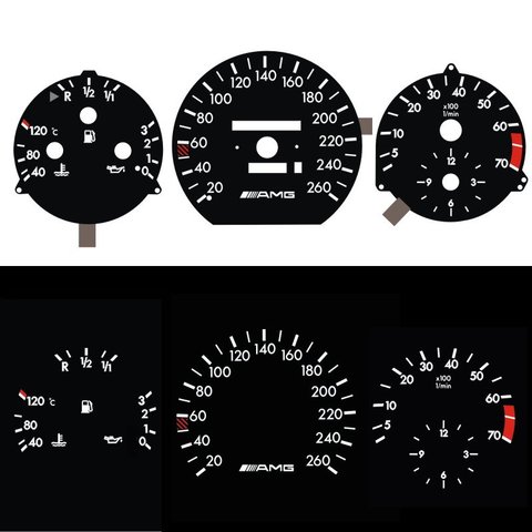 SD Motor O-H-L / F-H-L EL Glow Gauge 260 KM 7000 RPM for MB W124 W126 W201 190E Black Panel White LightingM ► Photo 1/3