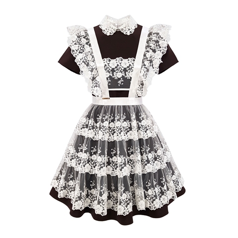 School apron premium class of white lace in the style of 