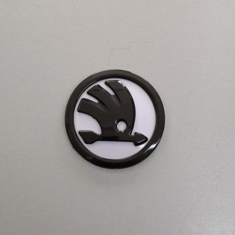 Skoda emblem logo badge 10 cm white/black ► Photo 1/3