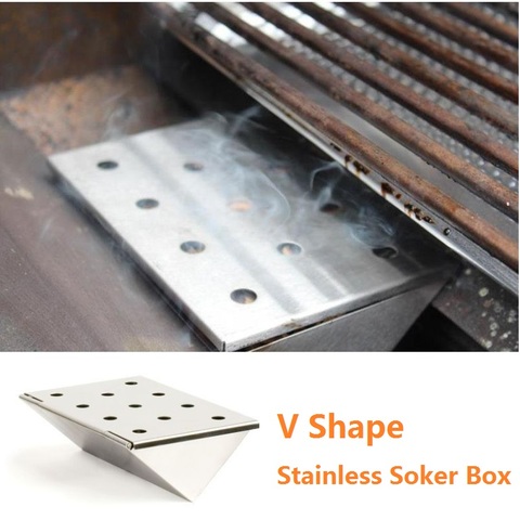 6in Durable Stainless Steel Gas Grill V-Shaped Wood Chips Smoker Box For Gas Grill Garden Flavor Wood Chips Barbecue Accessories ► Photo 1/6
