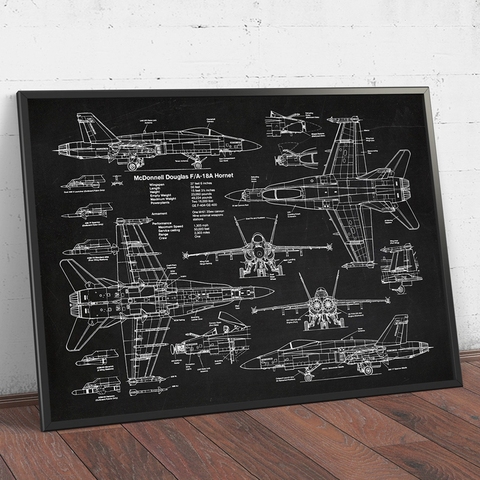 Air Force Plane F18 Hornet Patent Prints Airplane Poster Fighter Jet Blueprint Art Canvas Painting Picture Pilot Gift Home Decor ► Photo 1/6