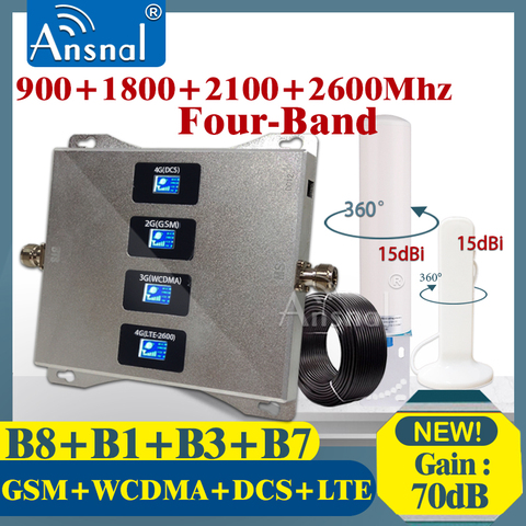 Four-Band 900 1800 2100 2600Mhz CellPhone Repeater GSM 2G 3G 4G Mobile Signal Booster 4G Cellular Amplifier GSM DCS WCDMA LTE ► Photo 1/6