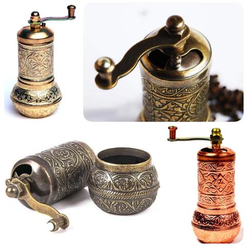 Turkish Copper Pepper Coffee Spice Salt Grinder Hand Mill Traditional Handmade 4.3 inch Kitchenware Gift Decorative Embroidered ► Photo 1/6