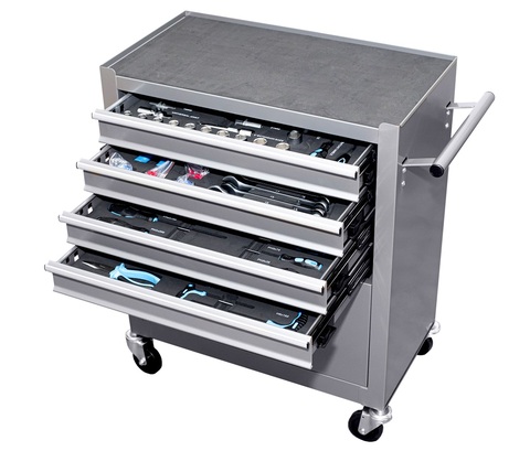 Tool cart workshop mobile with wheels 5 drawers 81 tools included ► Photo 1/2