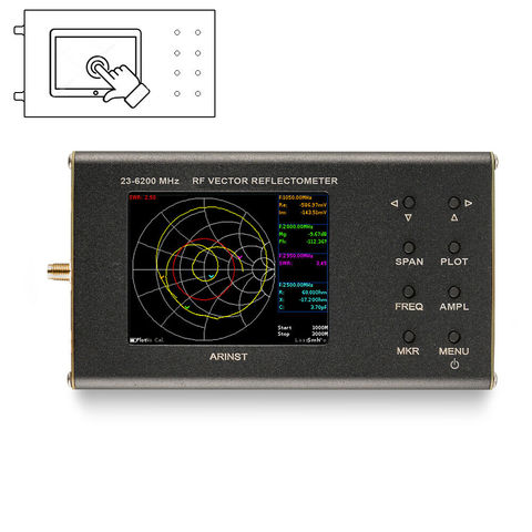 New portable VNA SWR vector network analyzer reflectometer Arinst VR 23-6200 MHz NanoVNA type Touch screen ► Photo 1/1