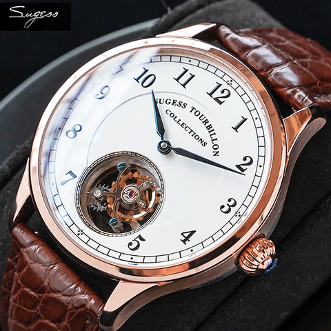 Sugess 100% Genuine Tourbillon Business Men Watch Seagull ST8000 Movement luxury skeleton mechanical watches Sapphire wristwatch ► Photo 1/6