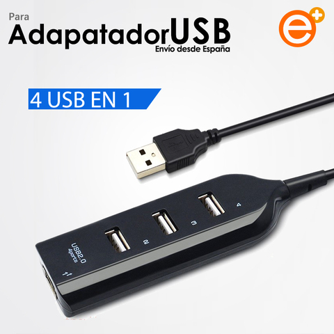 Ladron Multipuerto Hub de 4 Puertos USB 2.0 Amapliador de USB para PC Portatil Windows Blanco Negro ► Photo 1/6