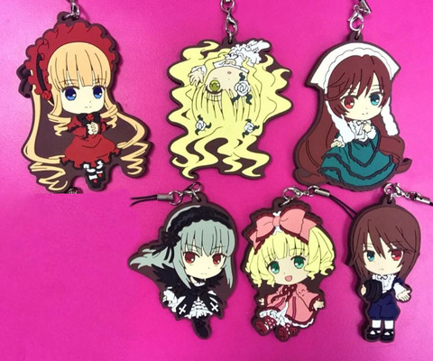 6pcs/lot Original Japanese anime figure Rozen Maiden Shin ku rubber Silicone sweet smell mobile phone charms keychain strap G330 ► Photo 1/1