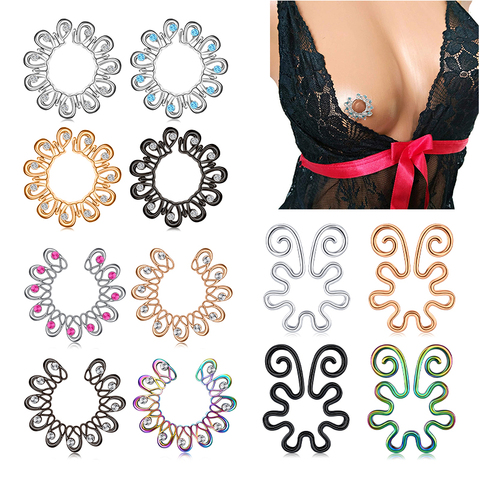 1 Pair Fake Nipple Ring Stainless Steel Non-Piercing Nipple Rings Clip On Nipplerings Faux Body Piercing Jewelry for Women Men ► Photo 1/6