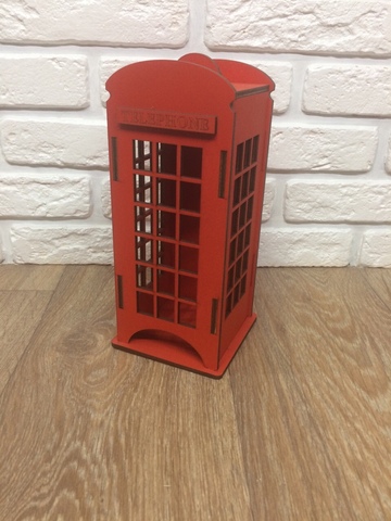 Telephone box London red tea house K made of wood 10x10x22 cm tea bag box for kitchen interior ► Photo 1/5