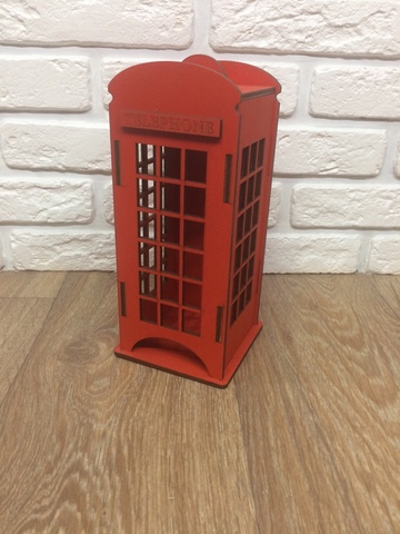 Telephone box London red tea house K made of wood 10x10x22 cm tea bag box for kitchen interior ► Photo 1/5