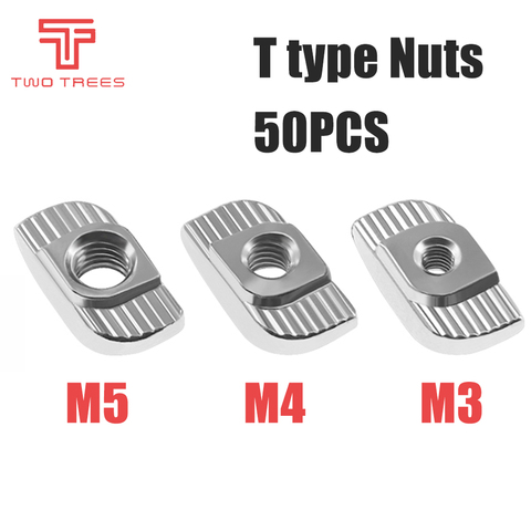 3D Printer Parts 50pcs/lot M3/M4/M5 Carbon Steel T type Nuts Fastener Aluminum Connector For 2022 Industrial Profile ► Photo 1/5