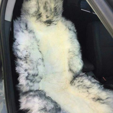1 PCs fur cape car natural fur with combination black white light gray Universal size for all auto ► Photo 1/3
