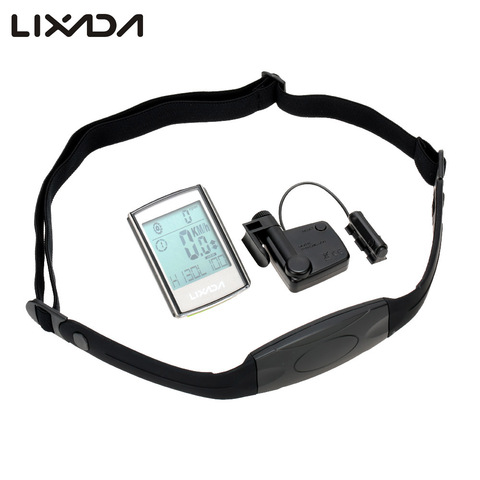 Lixada Multifunctional  Wireless LCD Bicycle Cycling Computer Speedometer,Cadence Heart Rate Monitor Chest Strap Water-resistant ► Photo 1/6