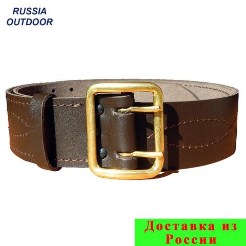 Belt officer leather brass metal for police, military, hunters, fishermen and tourists. strap belts made of high-quality, durable genuine leather ► Photo 1/4