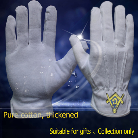 masonic regalia/Masonic Cotton Glove with Blue Embroidered Square & Compass Logo ► Photo 1/5