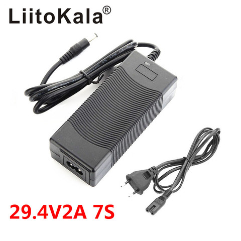 LiitoKala High quality 29.4V 2A electric bike lithium 18650 charger for 24V 2A lithium battery pack Plug connector charger ► Photo 1/6