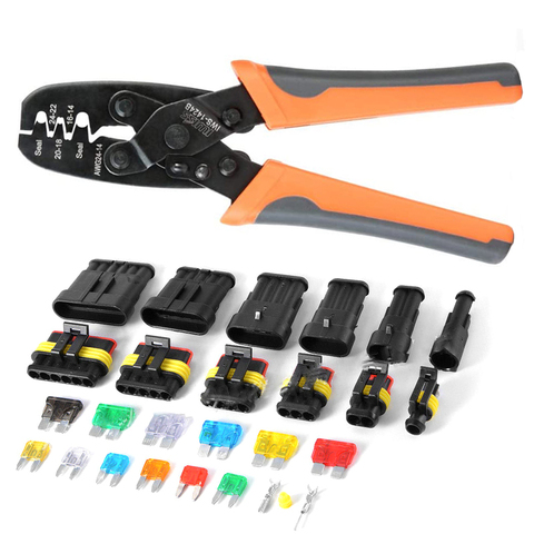 IWS-1424B Crimper plier with 240Pcs Terminal  set Waterproof Car Motorcycle Auto Electrical Wire Connector Plug Kit Terminal ► Photo 1/6