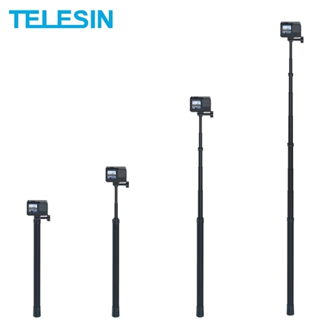 TELESIN 3M/2.7M Carbon Fiber Selfie Stick Monopod Adjustable Length For GoPro 9 8 7 Osmo Action Insta360 Xiaoyi Sjcam Accessory ► Photo 1/6