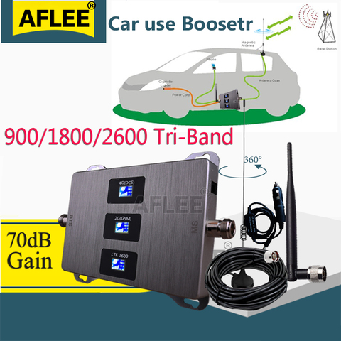 Car Use !! Cellular Amplifier 4g 900 1800 2600 GSM DCS LTE Tri-Band Cellular signal Repeater GSM 2G 3G 4G  Mobile Signal Booster ► Photo 1/6