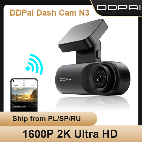DDPAI Dash Cam Mola N3 1600P HD GPS Vehicle Drive Auto Video DVR Android  Wifi Smart 2K Car Camera Hidden Recorder 24H Parking - Price history &  Review