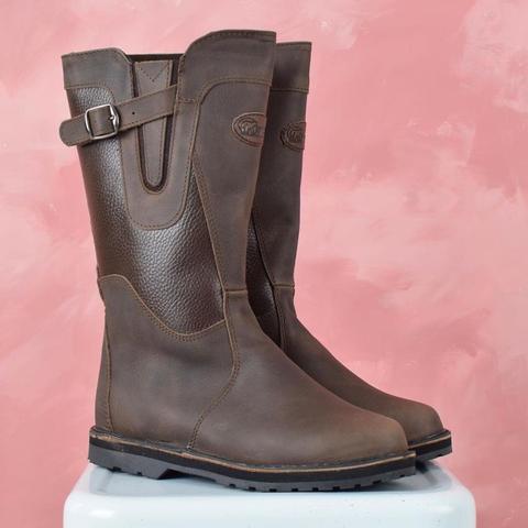 Mongolki women's natural brown with a lock, felt, Mongolian winter boots, very warm, from natural suede and fur ► Photo 1/4