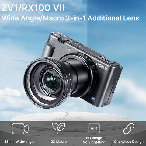 Ulanzi WL-1 18MM Wide Angle Lens 10X HD Macro Camera Lens for Sony ZV1 Accessories Adjustable Camera Lens ► Photo 1/6