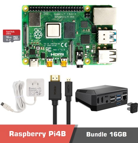 Raspberry Pi 4 8 GB with Essential Accessories Argon M2 Raspberry Pi case 1m HDMI to HDMI Sandisk Micro SD Power adaptor ► Photo 1/1