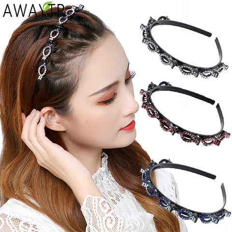 Non-Slip Alice Hairband Rhinestone Headband Women Hair Bands Hoop Claws Clips Double Bangs Hairstyle Hairpin Hair Accessories ► Photo 1/6